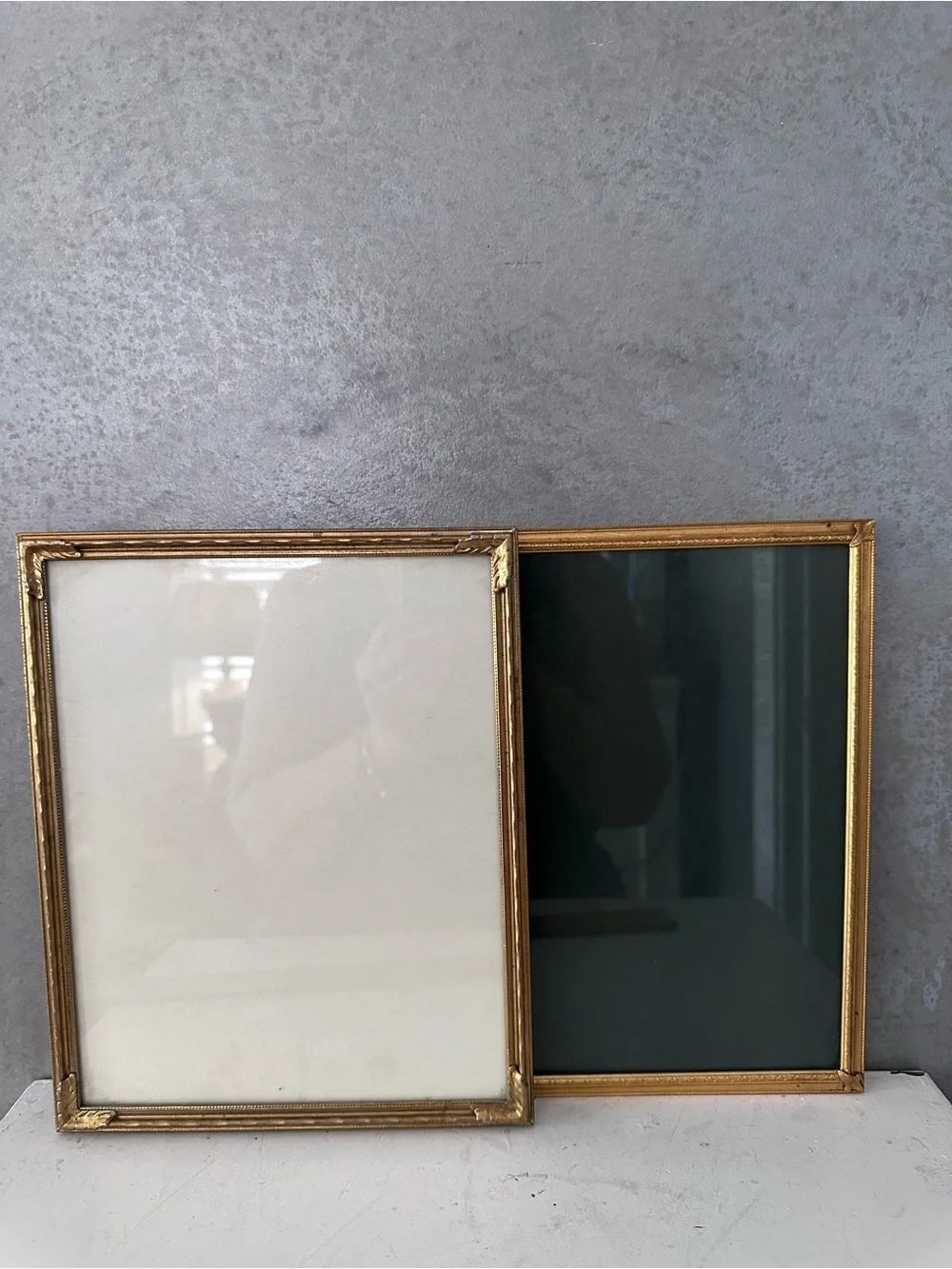Vintage 8X10 ORNATE LEMON GRECIAN GOLD METAL Picture Frames VELVET BACK Lot Of 2